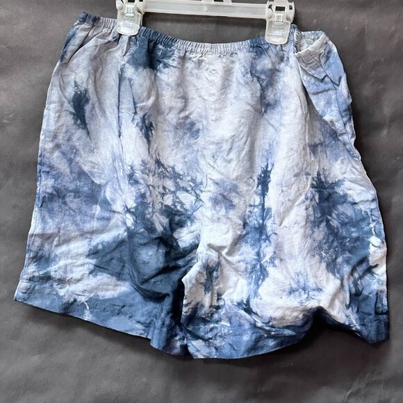 Cut Loose Linen Tie Dyed Sleeveless Shorts  Size Medium Set Cotton Blue - Picture 1 of 7